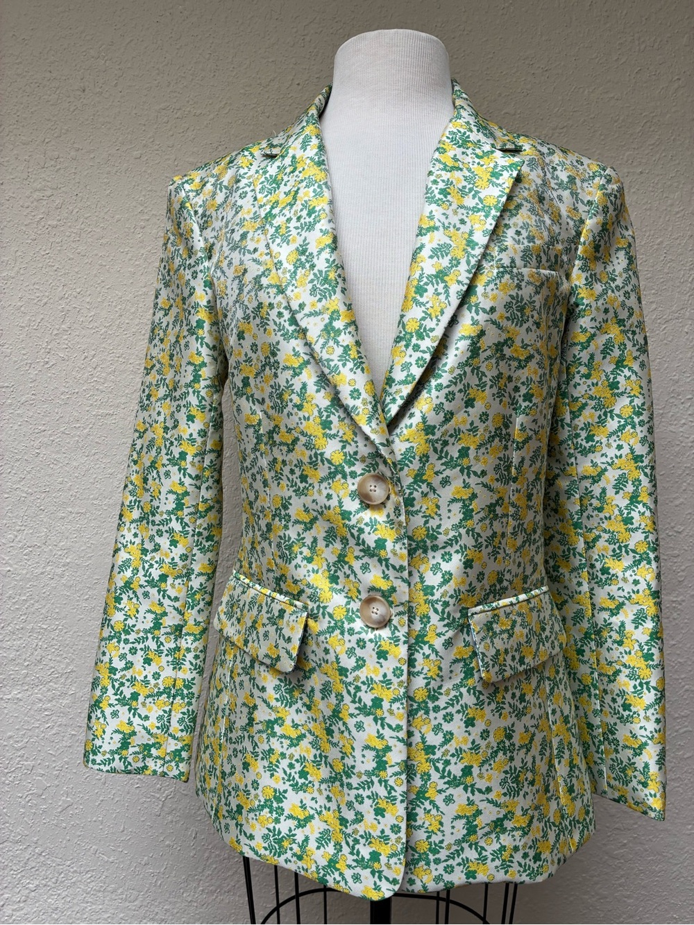 Rosie Assoulin Yellow & Green Floral Blazer Jacket